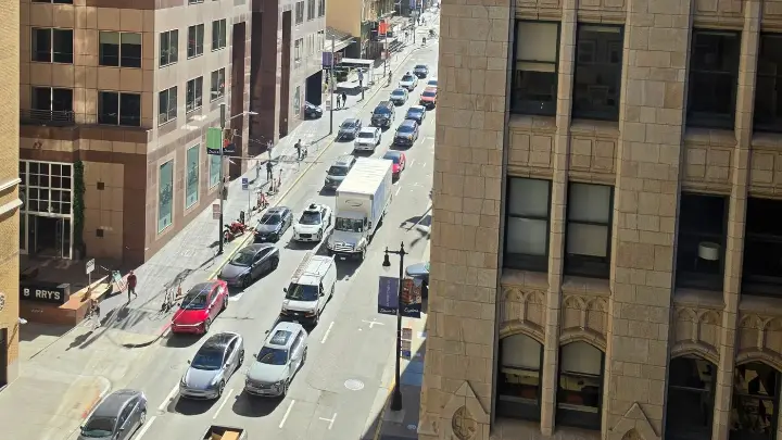 Montgomery Street seen from the San Francisco office
