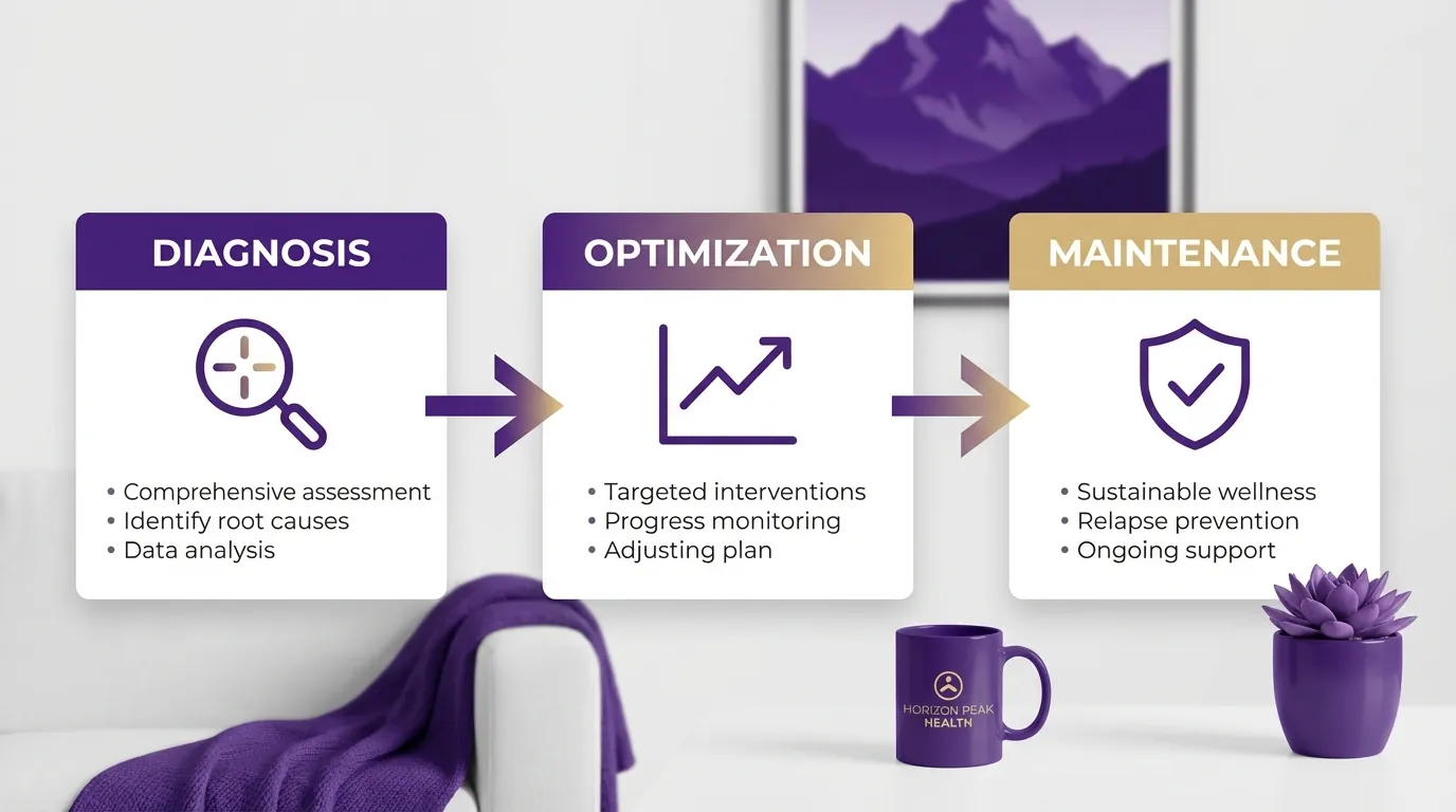 Three-phase treatment model: Intensive Diagnosis, Optimization, and Maintenance